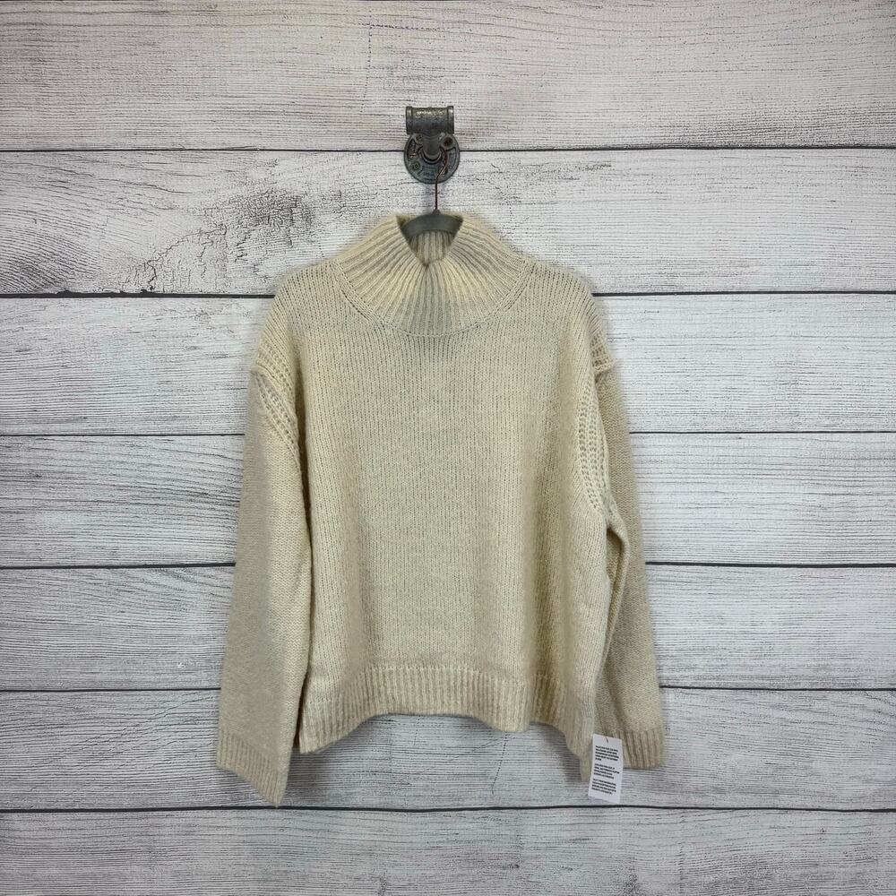 Topshop Women's Cream Turtleneck Wool Blend Knit Sweater Size 12